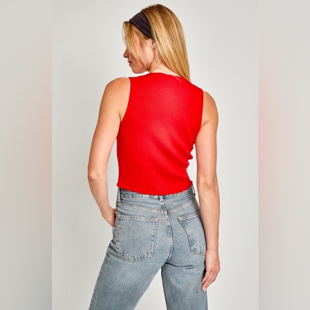 Satin Bow Cutout Knit Tank Top - Le Lis - Picture 2 of 3